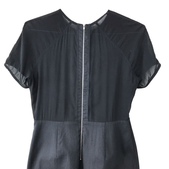 ACNE STUDIOS Lucille Sheath Dress M 38 Denim Chiffon LBD Sheer Back Size 6 - Picture 6 of 10